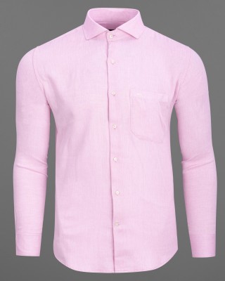 french crown Men Solid Casual Pink Shirt