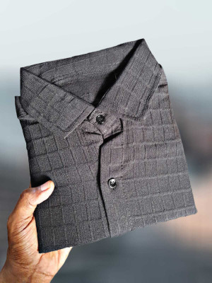 Pribha Fashion Men Self Design Casual Black Shirt