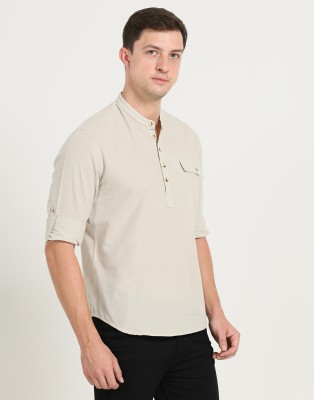 DARREN MILLER Men Solid Casual Khaki Shirt