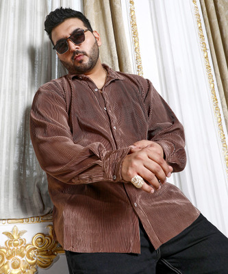 Instafab Plus Men Solid Casual Brown Shirt