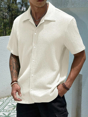 Hityyani Men Self Design Formal White Shirt