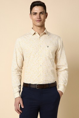 Allen Solly Men Printed Formal Yellow, White, Black Shirt