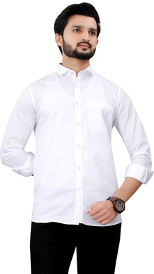 SHIVA Men Solid Casual White Shirt