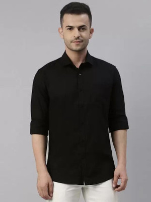 JessNX Men Solid Casual Black Shirt