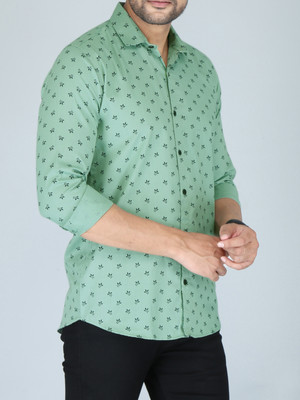 FUBAR Men Printed Casual Light Green Shirt