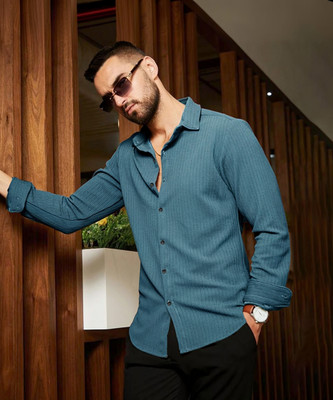 EyeBogler Men Checkered Casual Light Blue Shirt