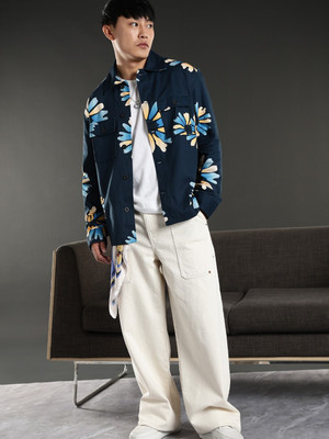Eszett Men Printed Casual Blue Shirt