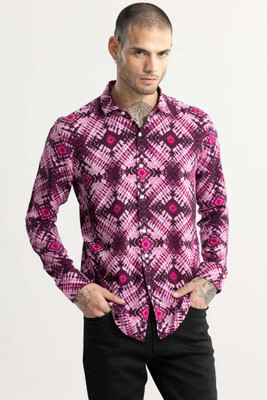 Snitch Men Printed Casual Purple, Pink, Maroon Shirt