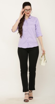 Naksh style Women Solid Casual Purple Shirt