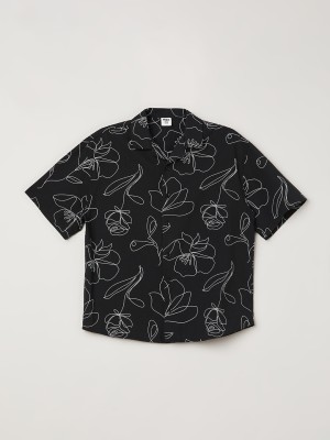 MAX Boys Printed Casual Black Shirt