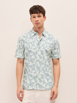 THE BEAR HOUSE Men Printed Casual Blue Shirt