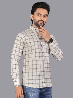 ALVIN ENTERPRISE Men Printed Casual Cream Shirt