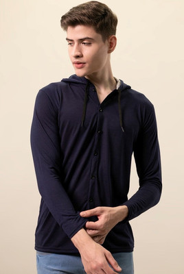 Blisstone Men Solid Casual Dark Blue Shirt