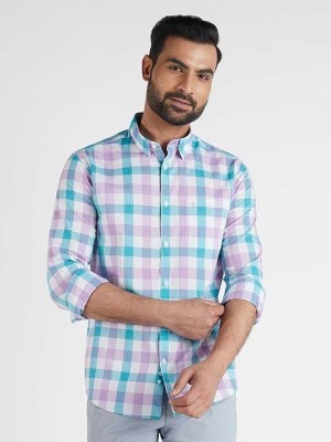 INDIAN TERRAIN Men Checkered Casual Blue Shirt