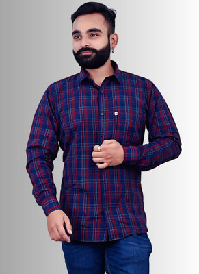 VK WINTER WEAR Men Checkered Casual Blue, Red Shirt