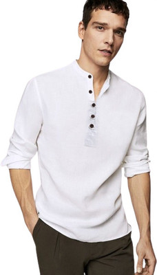 Stellalifestyle Men Solid Casual Cream Shirt