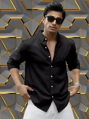 Virast Fashion Men Printed Casual Black Shirt