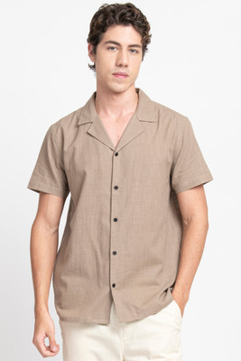 KISSOSS Men Solid Casual Brown Shirt