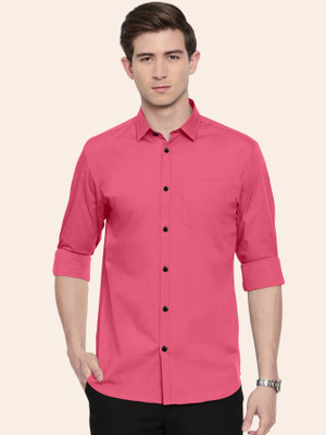 FIBERMILL Men Solid Casual Pink Shirt