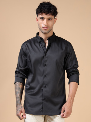 GORYLA Men Solid Formal Black Shirt