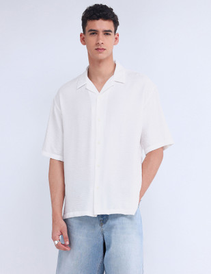 FLYING MACHINE Men Solid Casual White Shirt
