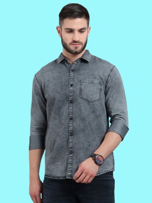 Regrowth Men Solid Casual Grey Shirt