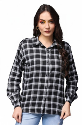 Unique Goods Haven Women Checkered Casual Black Shirt