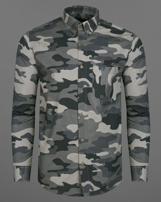 french crown Men Printed Casual Black, Grey Shirt