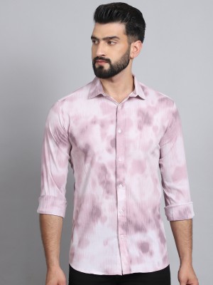 Tanip Men Printed Casual Pink Shirt