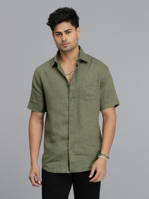 ROOKIES Men Solid Casual Dark Green Shirt