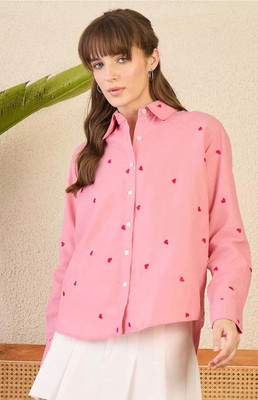Ann Springs Women Striped Casual Pink Shirt