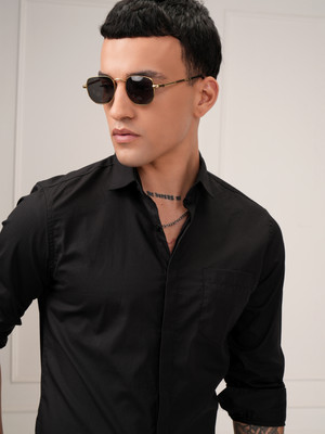 HIGHLANDER Men Solid Formal Black Shirt