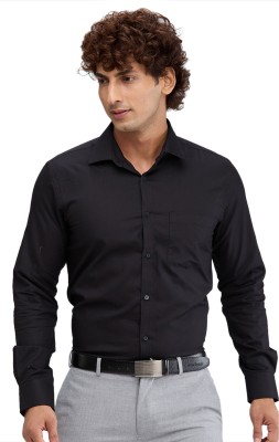 PARK AVENUE Men Self Design Formal Black Shirt