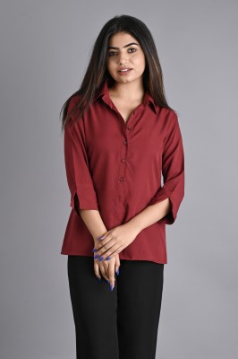 MAGHMA Women Solid Casual Maroon Shirt