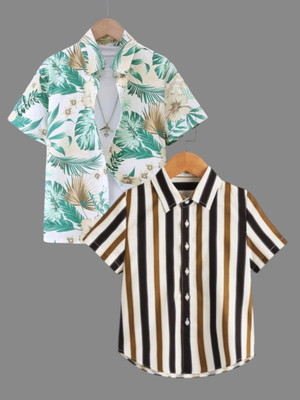 KILLER Baby Boys Printed Casual Brown Shirt(Pack of 2)