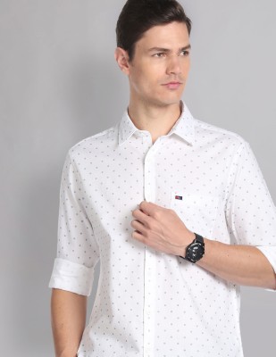 AD by Arvind Men Printed Casual White, Black Shirt