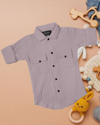 Zanskar Boys Self Design Casual Pink Shirt