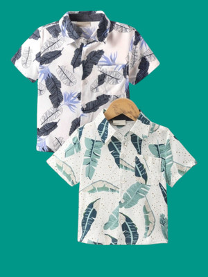 KILLER Boys Printed, Floral Print Casual Light Green Shirt(Pack of 2)