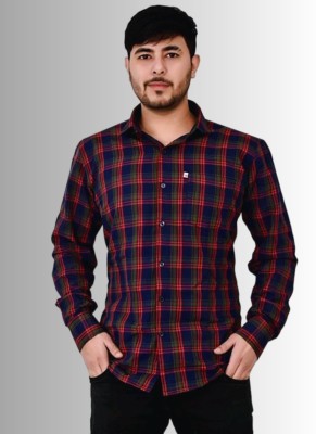 HouseOfCommon Men Checkered Casual Pink, Blue Shirt