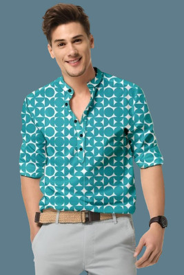 Vilantra Fashion Men Printed Casual Light Blue, White Shirt