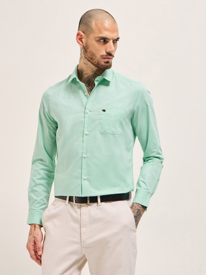 THE BEAR HOUSE Men Solid Formal Green Shirt