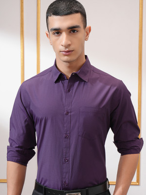 HIGHLANDER Men Solid Casual Purple Shirt