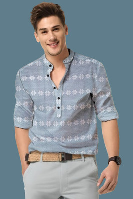 ISUEL FAB Men Printed Formal Grey Shirt