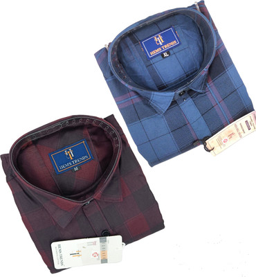 Hems trends Men Checkered Casual Multicolor Shirt(Pack of 2)