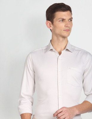 ARROW Men Self Design Formal White Shirt