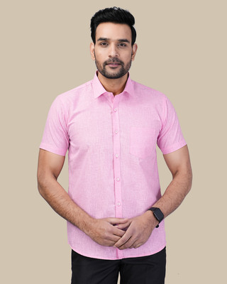 RENOUX Men Solid Casual Pink Shirt