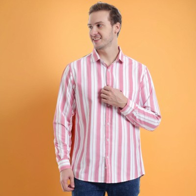 Sam Unique Man Men Striped Casual Pink Shirt