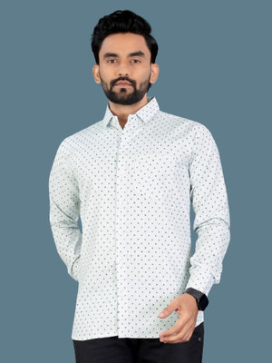 ISUEL FAB Men Printed Formal White Shirt