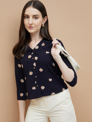 CODE by Lifestyle Women Printed Casual Blue Shirt