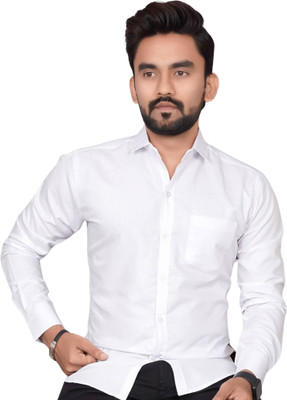 VC Fashion Men Solid Formal White Shirt